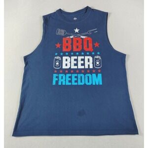 Way To Celebrate Shirt Mens‎ Large Blue BBQ Beer Freedom Sleeveless Patriotic